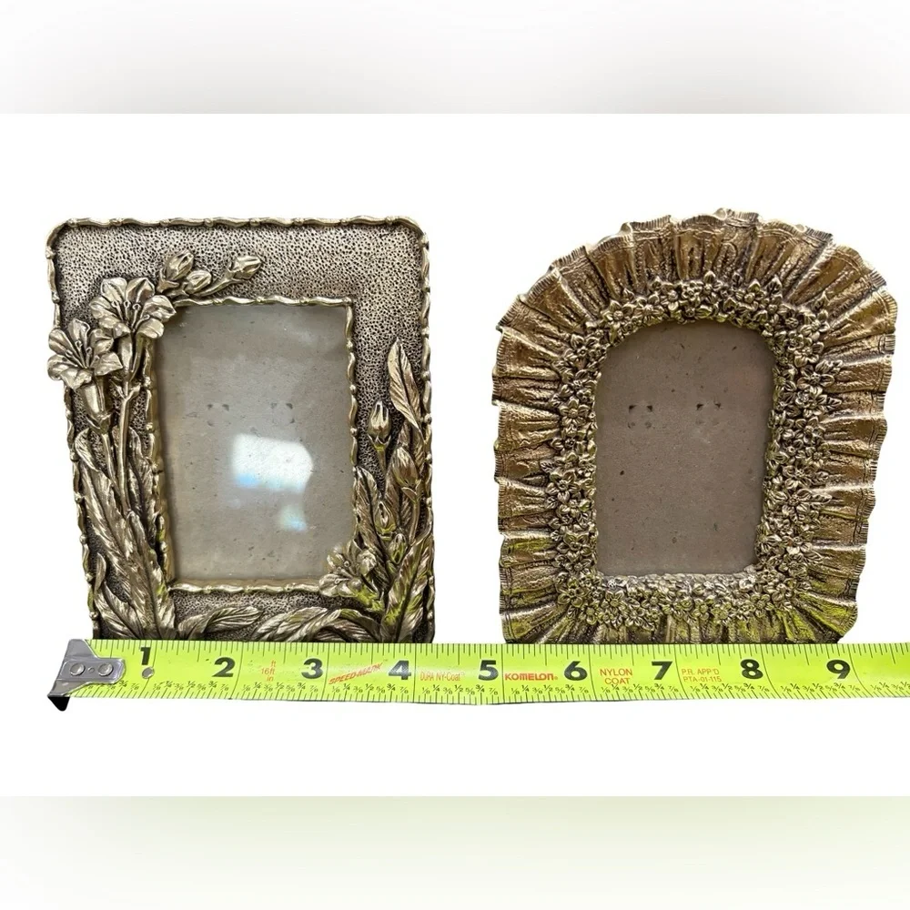 Gold Tone Ornate Floral Picture Frames Set of 2 Vintage Style Decor